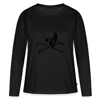 Crâne et os croisés noir - T-shirt manches longues Premium bio Femme - noir - Devant - Julia (174cm)
