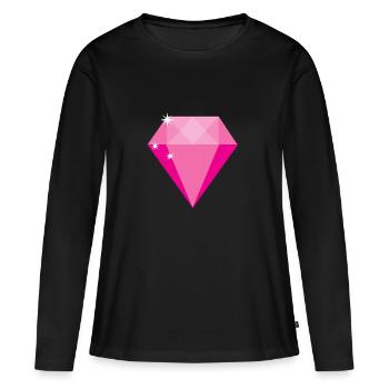 Rosa Diamant - Frauen Premium Bio Langarmshirt - Schwarz - Vorne - Julia (174cm)