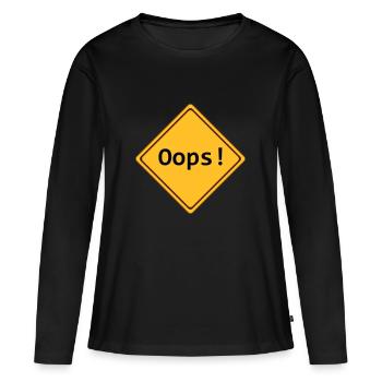 error, oops!, anpassbar - Frauen Premium Bio Langarmshirt - Schwarz - Vorne - Julia (174cm)