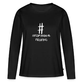 Arrêtez la politique de cadeaux de démonstration d'expérimentation animale - T-shirt manches longues Premium bio Femme - noir - Devant - Julia (174cm)