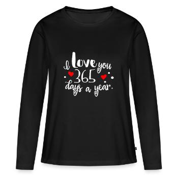 Je t'aime 365 jours par an - T-shirt manches longues Premium bio Femme - noir - Devant - Julia (174cm)