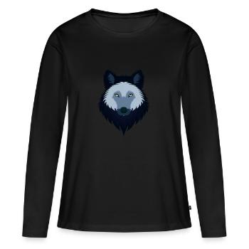 Weiblicher blauer Wolf - Frauen Premium Bio Langarmshirt - Schwarz - Vorne - Julia (174cm)
