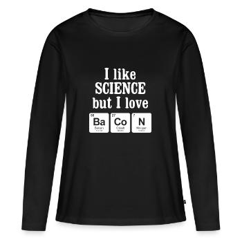 I love Ba Co N - shirt élément drôle - cadeau - T-shirt manches longues Premium bio Femme - noir - Devant - Julia (174cm)