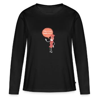 Bacon / EGG / Design / Bacon Tripes - T-shirt manches longues Premium bio Femme - noir - Devant - Julia (174cm)