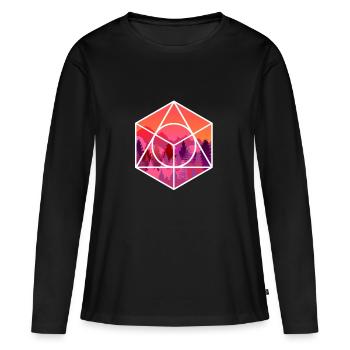 Coucher de soleil dans les montagnes avec la forêt - T-shirt manches longues Premium bio Femme - noir - Devant - Julia (174cm)