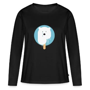 Ours polaire du jour de la Terre - T-shirt manches longues Premium bio Femme - noir - Devant - Julia (174cm)