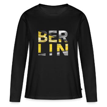 Berlin U Bahn - Frauen Premium Bio Langarmshirt - Schwarz - Vorne - Julia (174cm)