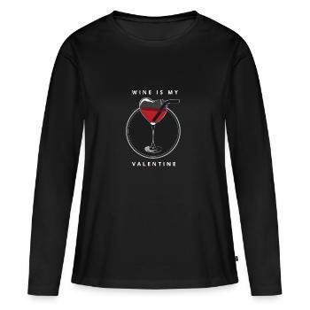 Le vin est mon valentine. vin Valentine - T-shirt manches longues Premium bio Femme - noir - Devant - Julia (174cm)