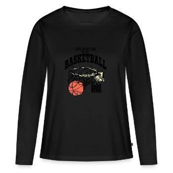 La vie est meilleure avec Basketball: Slam dunk Roi - T-shirt manches longues Premium bio Femme - noir - Devant - Julia (174cm)