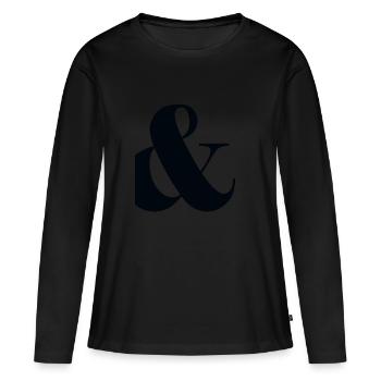 et, plus, les signes de ponctuation, - T-shirt manches longues Premium bio Femme - noir - Devant - Julia (174cm)