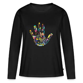 eighties hand - Women's Premium Organic Long Sleeve Shirt - black - Front - Julia (174cm)