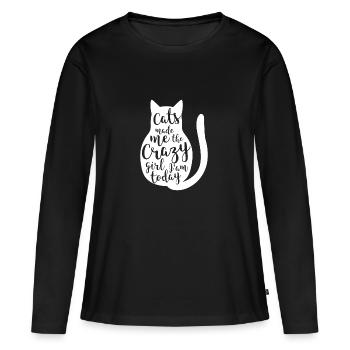 Les chats m’ont fait cadeau animal de compagnie - T-shirt manches longues Premium bio Femme - noir - Devant - Julia (174cm)