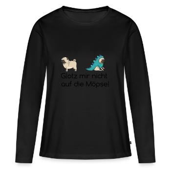 Glotz mir nicht auf die Möpse lustige Geschenkidee - Frauen Premium Bio Langarmshirt - Schwarz - Vorne - Julia (174cm)