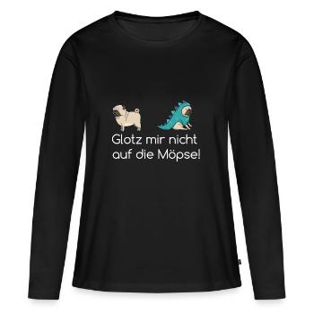 Glotz mir nicht auf die Möpse Geschenk - Frauen Premium Bio Langarmshirt - Schwarz - Vorne - Julia (174cm)