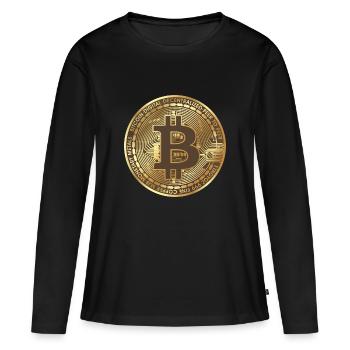 Bitcoin - T-shirt manches longues Premium bio Femme - noir - Devant - Julia (174cm)