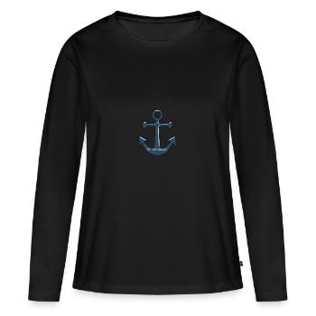 Anker - Frauen Premium Bio Langarmshirt - Schwarz - Vorne - Julia (174cm)