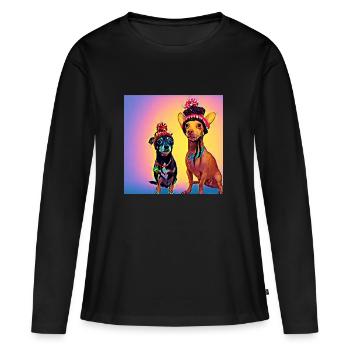 Pop Art - T-shirt manches longues Premium bio Femme - noir - Devant - Julia (174cm)
