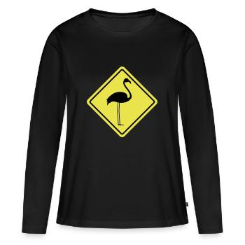 Flamingo Sign - T-shirt manches longues Premium bio Femme - noir - Devant - Julia (174cm)