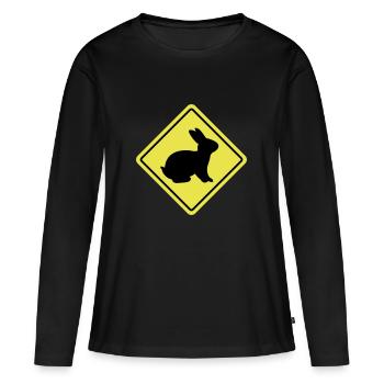 Signe de lapin - T-shirt manches longues Premium bio Femme - noir - Devant - Julia (174cm)