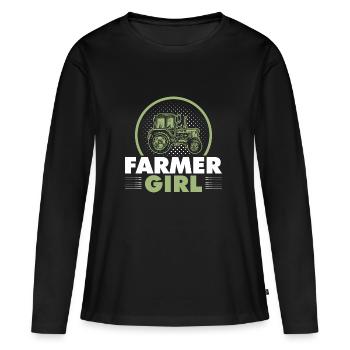 FARMING GIRL - Frauen Premium Bio Langarmshirt - Schwarz - Vorne - Julia (174cm)