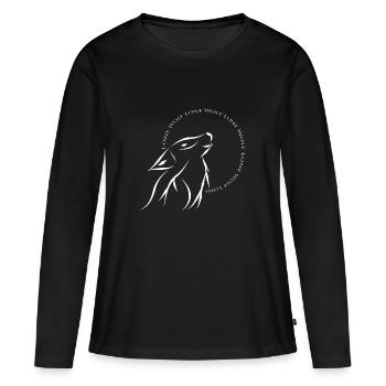Loup solitaire blanc - T-shirt manches longues Premium bio Femme - noir - Devant - Julia (174cm)