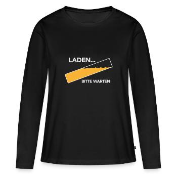 Laden, bitte warten - Frauen Premium Bio Langarmshirt - Schwarz - Vorne - Julia (174cm)
