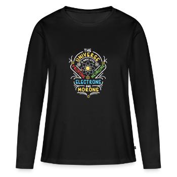 Univers est constitué d'électrons de neutrons à protons - T-shirt manches longues Premium bio Femme - noir - Devant - Julia (174cm)