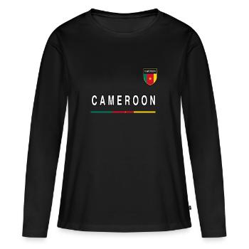 Cameroun Cameroun Drapeau Drapeau Armoiries Idée cadeau - T-shirt manches longues Premium bio Femme - noir - Devant - Julia (174cm)