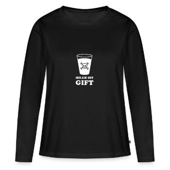 Milch ist Gift - Frauen Premium Bio Langarmshirt - Schwarz - Vorne - Julia (174cm)