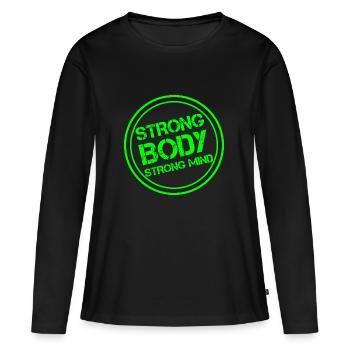 Strong body - strong mind - Women's Premium Organic Long Sleeve Shirt - black - Front - Julia (174cm)