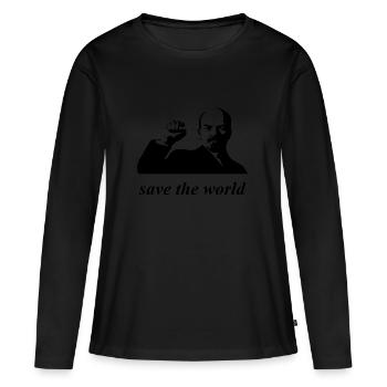 Lénine, sauvez le monde - T-shirt manches longues Premium bio Femme - noir - Devant - Julia (174cm)