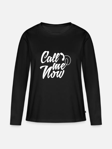 call me now - Frauen Premium Bio Langarmshirt - Schwarz