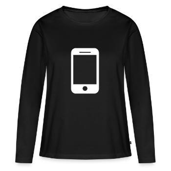 Mobile phone icon gift idea - Women's Premium Organic Long Sleeve Shirt - black - Front - Julia (174cm)
