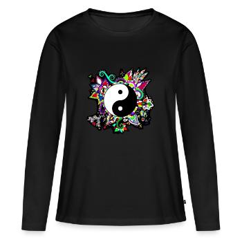 Colorful Yin and Yang Fanstasie motif - Women's Premium Organic Long Sleeve Shirt - black - Front - Julia (174cm)