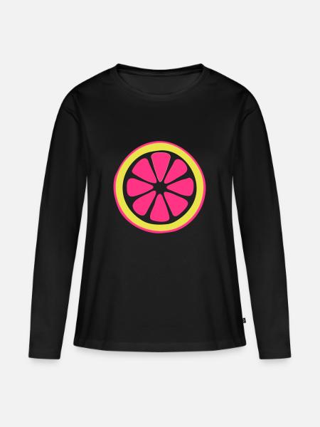 lemon - Frauen Premium Bio Langarmshirt - Schwarz