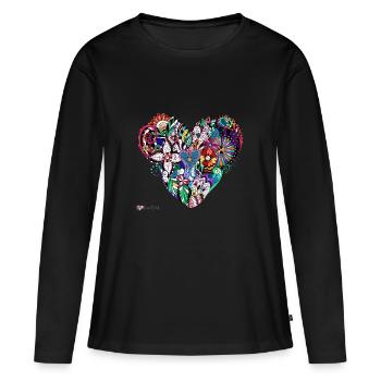 Mandala Herz bunt. - Frauen Premium Bio Langarmshirt - Schwarz - Vorne - Julia (174cm)