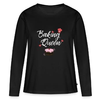 Baking Queen backen Kuchen Bäckerin Geschenk idee - Frauen Premium Bio Langarmshirt - Schwarz - Vorne - Julia (174cm)