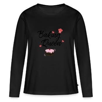 Baking queen baker cake gift idea pie - Women's Premium Organic Long Sleeve Shirt - black - Front - Julia (174cm)