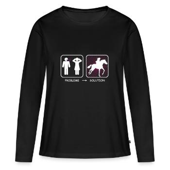 Problem? Solution - Women's Premium Organic Long Sleeve Shirt - black - Front - Julia (174cm)