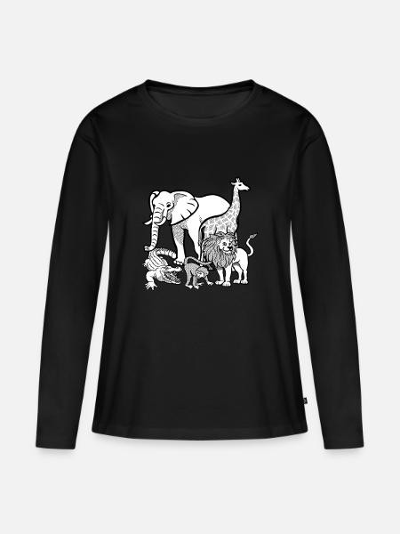 Afrika Tiere - Frauen Premium Bio Langarmshirt - Schwarz