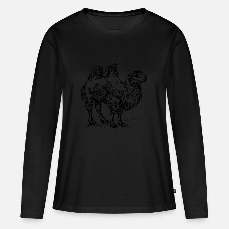 Kamel - Frauen Premium Bio Langarmshirt - Schwarz