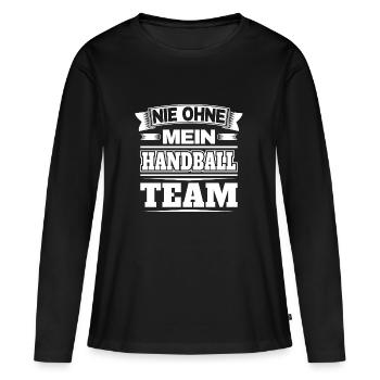 Nie ohne mein Handball Team - Frauen Premium Bio Langarmshirt - Schwarz - Vorne - Julia (174cm)