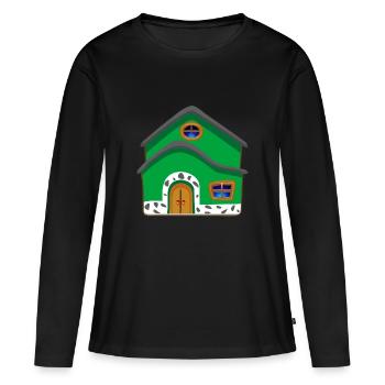 building house homes architektur haus gebaeude84 - Frauen Premium Bio Langarmshirt - Schwarz - Vorne - Julia (174cm)