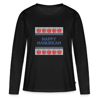 Ugly Hanukkah, Chanukkah, Lichterfest, Geschenk - Frauen Premium Bio Langarmshirt - Schwarz - Vorne - Julia (174cm)