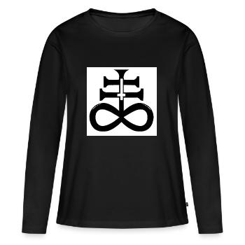croix satanique - T-shirt manches longues Premium bio Femme - noir - Devant - Julia (174cm)