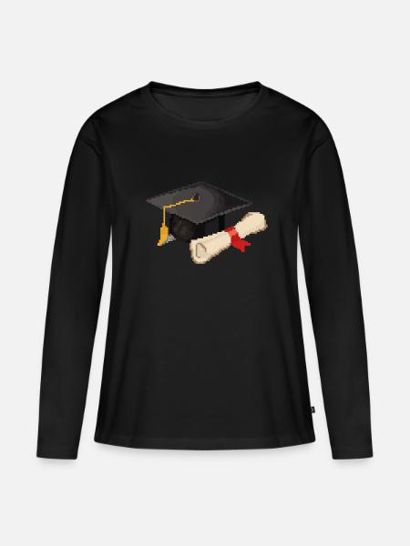 Rétro Pixel Uni Degré - T-shirt manches longues Premium bio Femme - noir