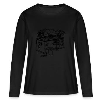 bureau - T-shirt manches longues Premium bio Femme - noir - Devant - Julia (174cm)