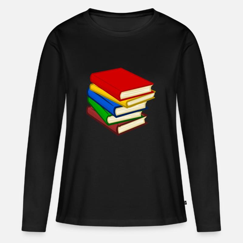 Bücher - Frauen Premium Bio Langarmshirt - Schwarz
