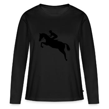Jockey - Course de chevaux - T-shirt manches longues Premium bio Femme - noir - Devant - Julia (174cm)