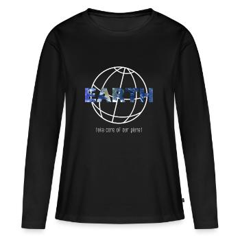 lignes Planète terre lettrage idée cadeau environnemental - T-shirt manches longues Premium bio Femme - noir - Devant - Julia (174cm)